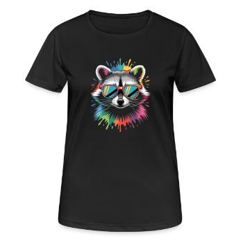 Explosion de la couleur des ratons laveurs - T-shirt respirant Femme - noir - Devant - AI Model Female 172 light (172cm)