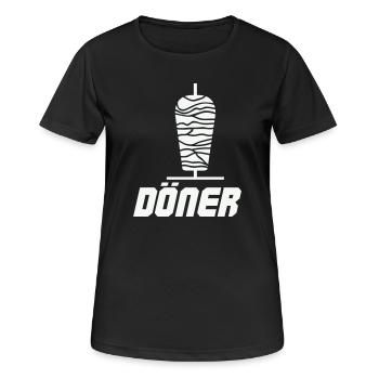 Döner Spieß Icon Schwarz-Weiß - Frauen T-Shirt atmungsaktiv - Schwarz - Vorne - AI Model Female 172 light (172cm)
