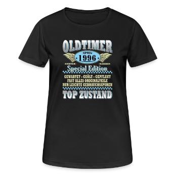 Oldtimer 1996 Spezialedition - Frauen T-Shirt atmungsaktiv - Schwarz - Vorne - AI Model Female 172 light (172cm)