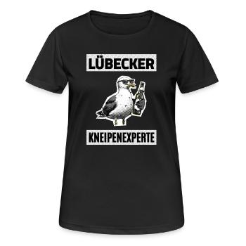 Lübecker Kneipen Experte - Frauen T-Shirt atmungsaktiv - Schwarz - Vorne - AI Model Female 172 light (172cm)