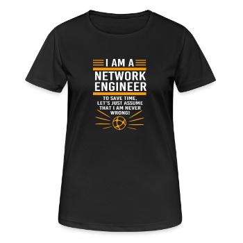 Netzwerk Informatiker Programmierer Admin - Frauen T-Shirt atmungsaktiv - Schwarz - Vorne - AI Model Female 172 light (172cm)