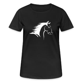 Pferdekopf Silhouette im Kontrast - Frauen T-Shirt atmungsaktiv - Schwarz - Vorne - AI Model Female 172 light (172cm)