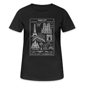 Pariser Stadtsilhouetten-Bauplan - Frauen T-Shirt atmungsaktiv - Schwarz - Vorne - AI Model Female 172 light (172cm)
