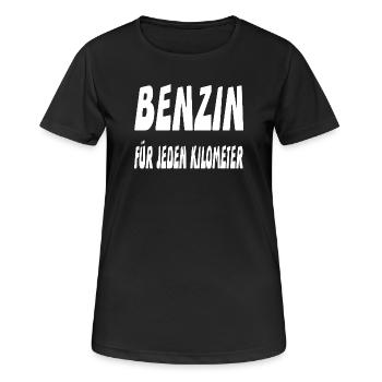Benzin - Frauen T-Shirt atmungsaktiv - Schwarz - Vorne - AI Model Female 172 light (172cm)