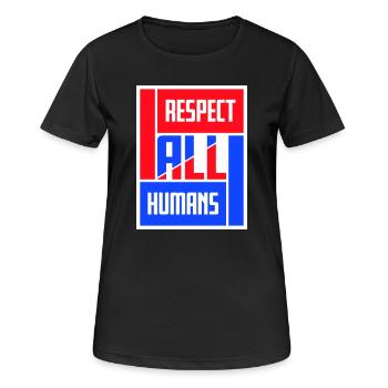 Déclaration du respect de tous les humains : l’humanité - T-shirt respirant Femme - noir - Devant - AI Model Female 172 light (172cm)