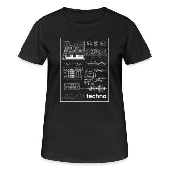 Techno Studio Synthese - Frauen T-Shirt atmungsaktiv - Schwarz - Vorne - AI Model Female 172 light (172cm)