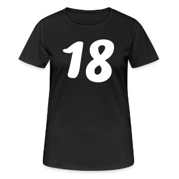 18. 18 ANS. 18e ANNIVERSAIRE. ANNIVERSAIRE 18 ANS. - T-shirt respirant Femme - noir - Devant - AI Model Female 172 light (172cm)