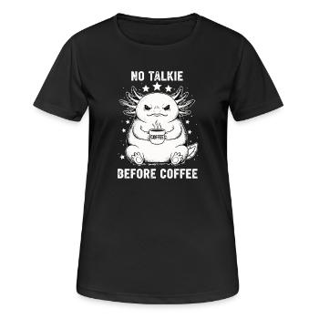 No conversation in front of coffee lover axolotl - Women's Breathable T-Shirt - black - Front - AI Model Female 172 light (172cm)