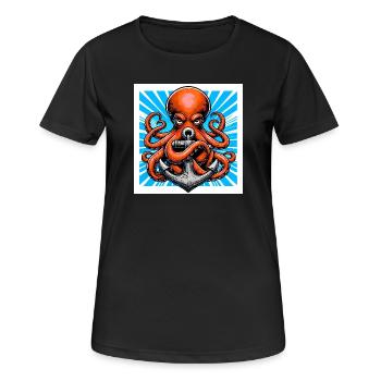 Octopus embraces an Anchor - Women's Breathable T-Shirt - black - Front - AI Model Female 172 light (172cm)