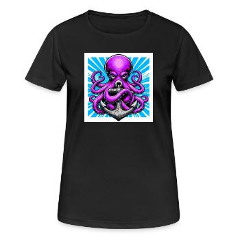 Octopus embraces an Anchor - Women's Breathable T-Shirt - black - Front - AI Model Female 172 light (172cm)