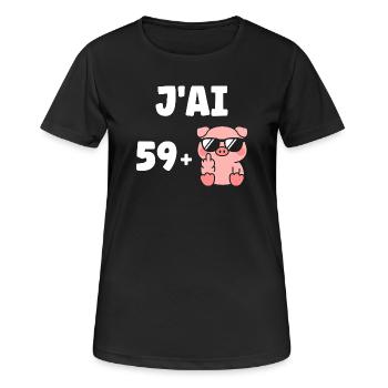 60 years - Women's Breathable T-Shirt - black - Front - AI Model Female 172 light (172cm)