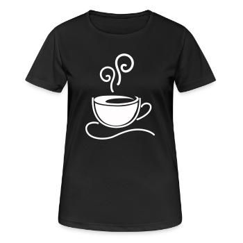 Kaffeetasse Skizzenlinie Dampf - Frauen T-Shirt atmungsaktiv - Schwarz - Vorne - AI Model Female 172 light (172cm)