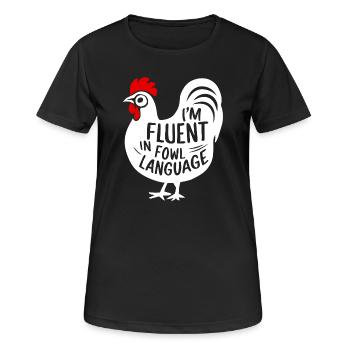 Je parle couramment la langue des avieuses. Drôle, spirituel. - T-shirt respirant Femme - noir - Devant - AI Model Female 172 light (172cm)