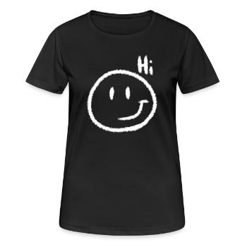 Hi Smile & Text | Kreide-Look - Frauen T-Shirt atmungsaktiv - Schwarz - Vorne - AI Model Female 172 light (172cm)