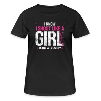 Je tire comme une fille au tir à l’arc - T-shirt respirant Femme - noir - Devant - AI Model Female 172 light (172cm)