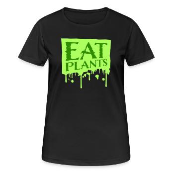Sigle végétarien végan drôle de Eat Plants - T-shirt respirant Femme - noir - Devant - AI Model Female 172 light (172cm)
