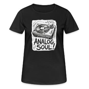 Analog Soul - Frauen T-Shirt atmungsaktiv - Schwarz - Vorne - AI Model Female 172 light (172cm)