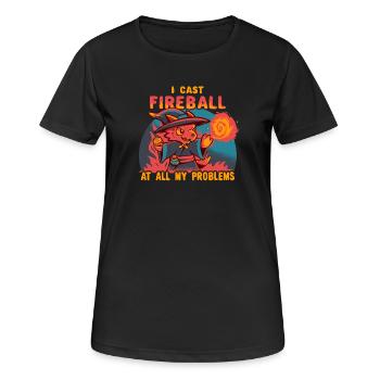Ich zaubere Feuerball bei all meinen Problemen - Frauen T-Shirt atmungsaktiv - Schwarz - Vorne - AI Model Female 172 light (172cm)