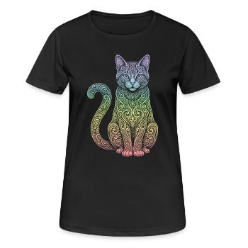 Hauskatze - Frauen T-Shirt atmungsaktiv - Schwarz - Vorne - AI Model Female 172 light (172cm)