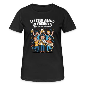 Letzter Abend Freiheit JGA Crew - Frauen T-Shirt atmungsaktiv - Schwarz - Vorne - AI Model Female 172 light (172cm)