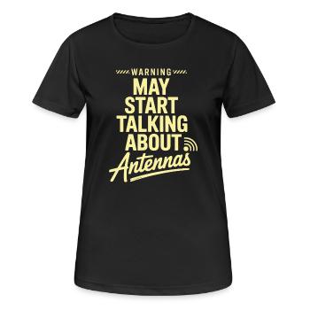Affiche de discussion sur l’antenne de la satire rétro tech - T-shirt respirant Femme - noir - Devant - AI Model Female 172 light (172cm)
