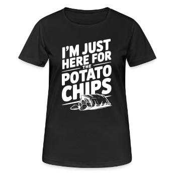 Ich bin nur wegen der Kartoffelchips hier. - Frauen T-Shirt atmungsaktiv - Schwarz - Vorne - AI Model Female 172 light (172cm)