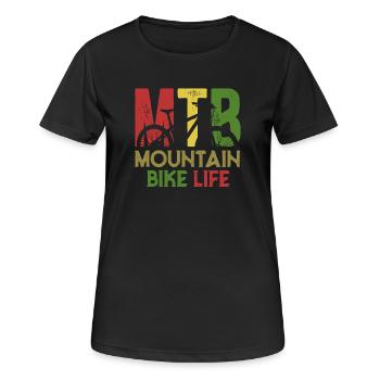 MTB Mountainbike Life Retro-Grafik - Frauen T-Shirt atmungsaktiv - Schwarz - Vorne - AI Model Female 172 light (172cm)