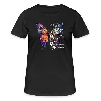 Butterfly Faith Quote  - Women's Breathable T-Shirt - black - Front - AI Model Female 172 light (172cm)