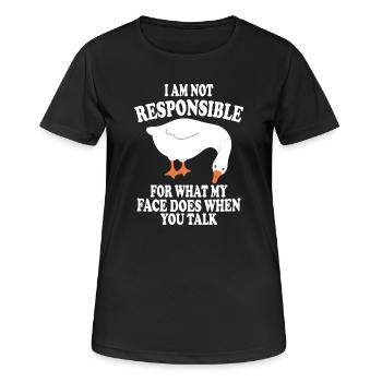 Not Responsible Goose  - Women's Breathable T-Shirt - black - Front - AI Model Female 172 light (172cm)