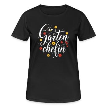 Gartenchefin Blütenzauber - Frauen T-Shirt atmungsaktiv - Schwarz - Vorne - AI Model Female 172 light (172cm)