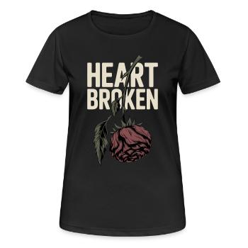 Cœur brisé avec Rose Flétrie - T-shirt respirant Femme - noir - Devant - AI Model Female 172 light (172cm)
