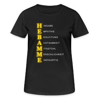 Hebamme Akrostichon – Herz & Hingabe - Frauen T-Shirt atmungsaktiv - Schwarz - Vorne - AI Model Female 172 light (172cm)