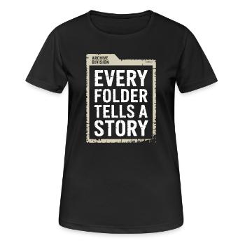 Chaque dossier raconte une histoire - T-shirt respirant Femme - noir - Devant - AI Model Female 172 light (172cm)