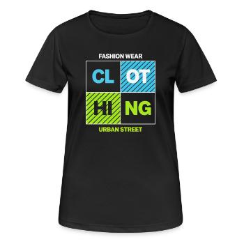 KLEIDUNG Urban Block — Neonschwarz - Frauen T-Shirt atmungsaktiv - Schwarz - Vorne - AI Model Female 172 light (172cm)