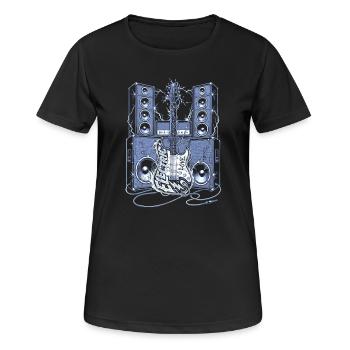 E-Gitarre & Lautsprecher - Frauen T-Shirt atmungsaktiv - Schwarz - Vorne - AI Model Female 172 light (172cm)