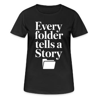 Chaque dossier raconte une histoire - T-shirt respirant Femme - noir - Devant - AI Model Female 172 light (172cm)