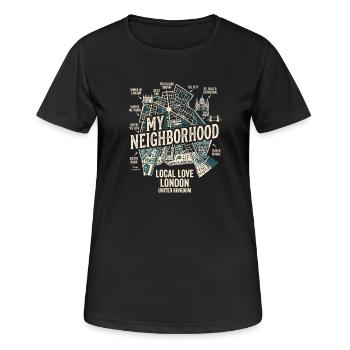 Londres : mon quartier - T-shirt respirant Femme - noir - Devant - AI Model Female 172 light (172cm)