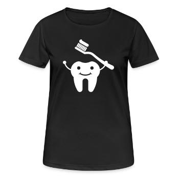 Dent avec brosse à dents - T-shirt respirant Femme - noir - Devant - AI Model Female 172 light (172cm)