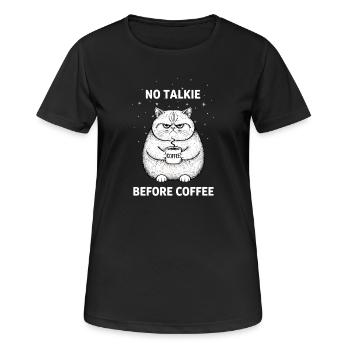 Pas de conversation devant un chat amateur de café - T-shirt respirant Femme - noir - Devant - AI Model Female 172 light (172cm)