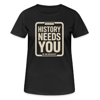 L’histoire exige que tu sois archiviste - T-shirt respirant Femme - noir - Devant - AI Model Female 172 light (172cm)