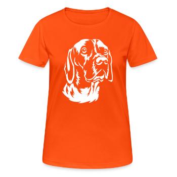 Gammel Dansk Honsehond "Head "Black Edition" - Women's Breathable T-Shirt - neon orange - Front - AI Model Female 172 dark (172cm)