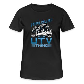UTV Off Road 4 Wheeler Side by side - Frauen T-Shirt atmungsaktiv - Schwarz - Vorne - AI Model Female 172 light (172cm)