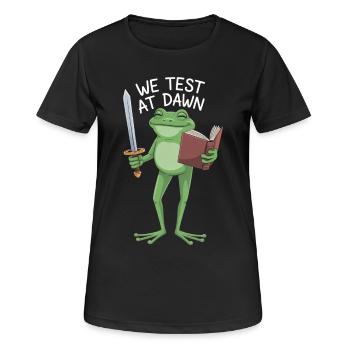 Dawn Test Frog: Sword & Scroll - Women's Breathable T-Shirt - black - Front - AI Model Female 172 light (172cm)
