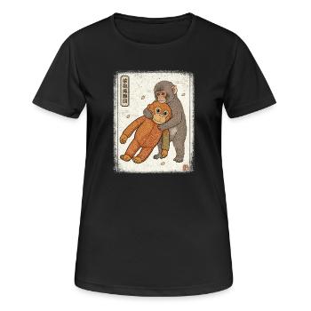 Ukiyo-e Baby Monkey Punch - Frauen T-Shirt atmungsaktiv - Schwarz - Vorne - AI Model Female 172 light (172cm)