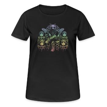 Honigbiene - Frauen T-Shirt atmungsaktiv - Schwarz - Vorne - AI Model Female 172 light (172cm)