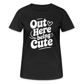 Hier draußen süß sein - Frauen T-Shirt atmungsaktiv - Schwarz - Vorne - AI Model Female 172 light (172cm)