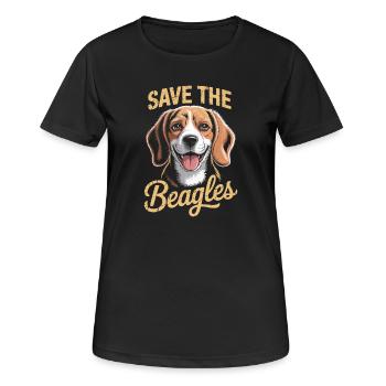 Save the Beagles Rescue Illustration - Frauen T-Shirt atmungsaktiv - Schwarz - Vorne - AI Model Female 172 light (172cm)
