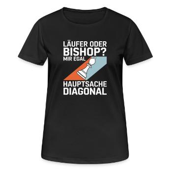 Läufer oder Bishop? Diagonal-Humor - Frauen T-Shirt atmungsaktiv - Schwarz - Vorne - AI Model Female 172 light (172cm)