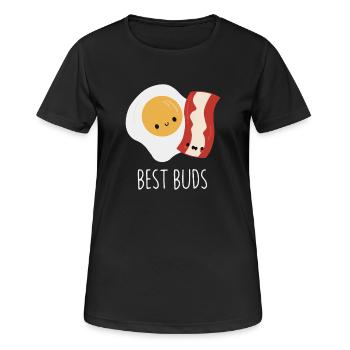 Beste Buds Ei und Speck - Frauen T-Shirt atmungsaktiv - Schwarz - Vorne - AI Model Female 172 light (172cm)