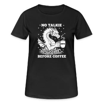 No Conversation Before Coffee Lover Dragon - Women's Breathable T-Shirt - black - Front - AI Model Female 172 light (172cm)